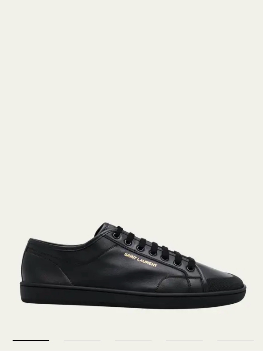 Saint Laurent Black Gym Low-Top Leather Sneaker With Gold Logo
